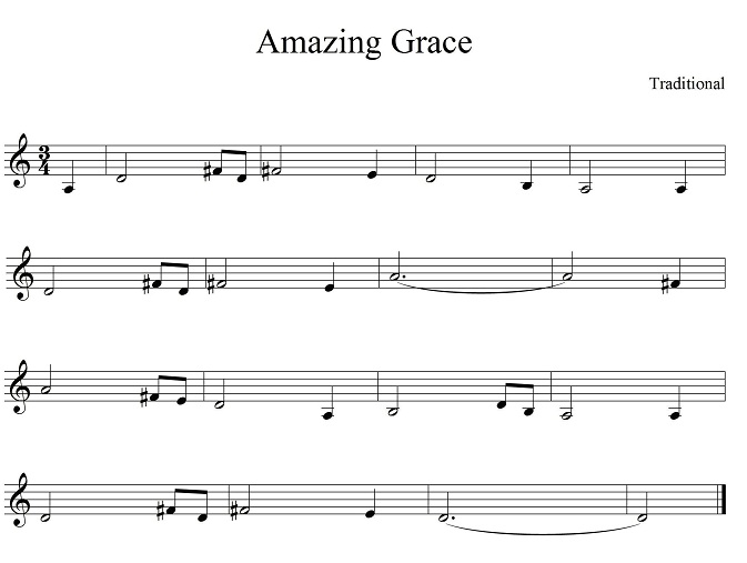 "Amazing Grace" score with melody