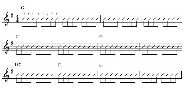 Score of 12 bar blues in G